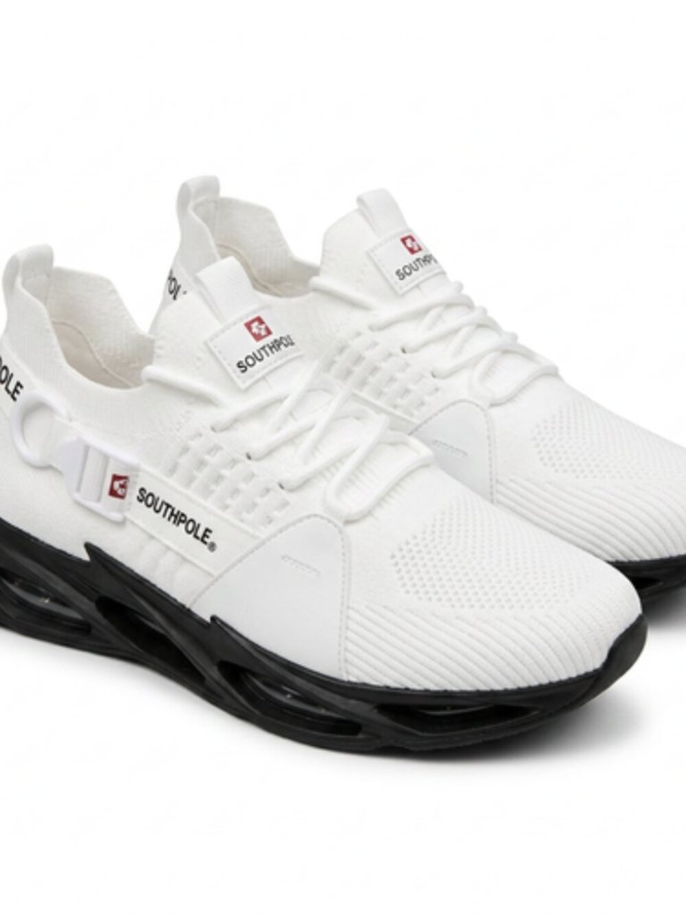 Southpole Running Sneakers Men 13 White Knit Blade Sole Athletic Gym Shoes Y2K